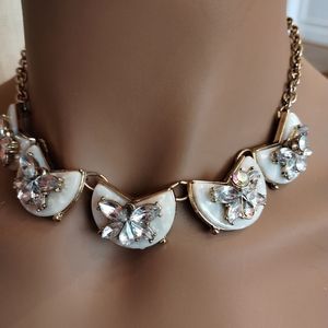Elegant Crystal & Mother-of-Pearl Statement Necklace